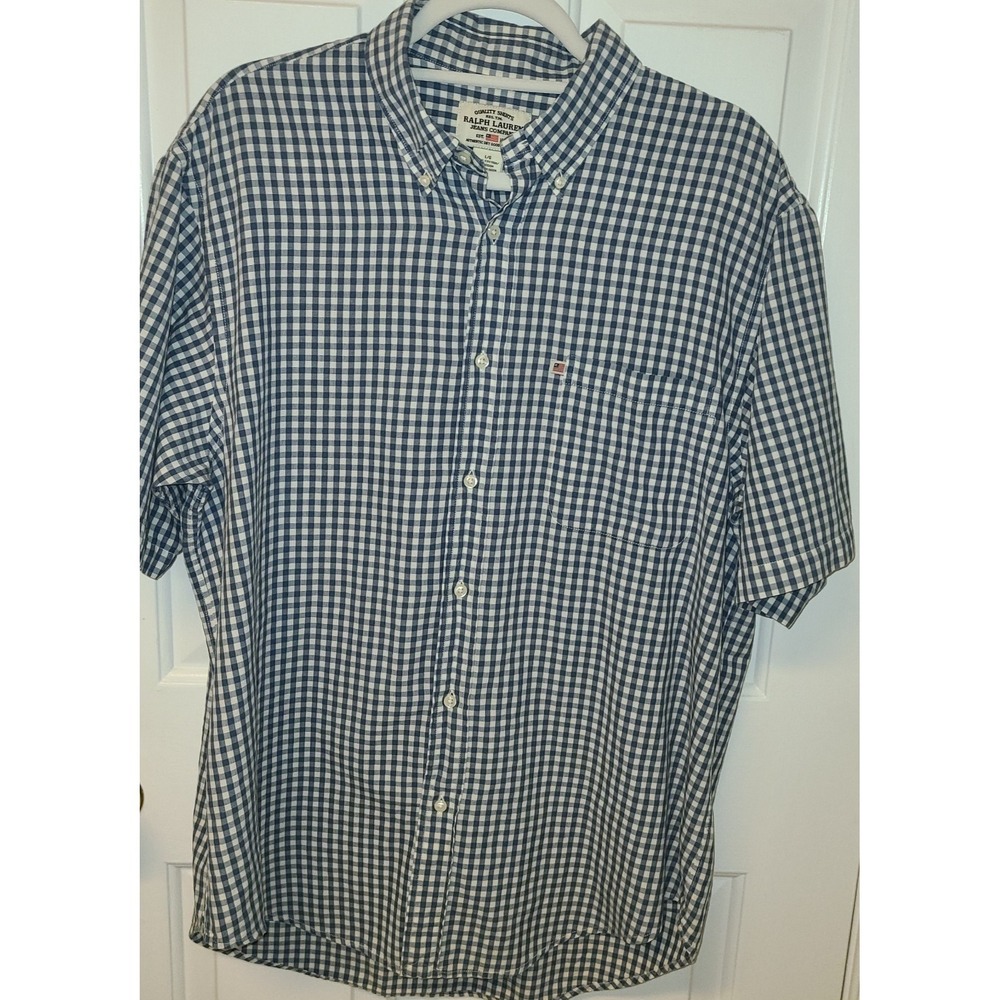 Ralph Lauren Mens Short Sleeve Button Up Shirt Size Men's Large 100% Cotton